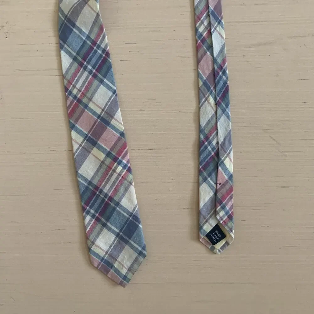 Vtg Polo Ralph Lauren Men's 3''x 55'' Plaid Cotton Neck Tie Hand Made Italy